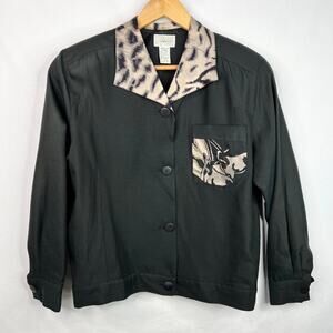 Vintage Stephanie Animal Print Embroidered Blazer Size 6